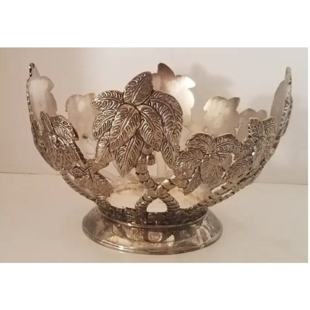 Godinger Silver Plated Palm Tree Salad Serving Bowl